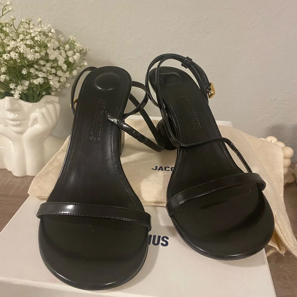 Jacquemus Black 90mm Bisou Strappy Block Heel Sandals - Picture 6 of 6